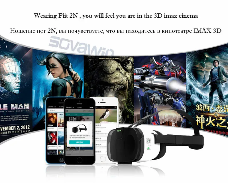 Fiit 2N 3D стекло es VR Виртуальная реальность гарнитура 120 FOV видео Google стекло картонный шлем для телефона 4-6 '+ пульт дистанционного управления