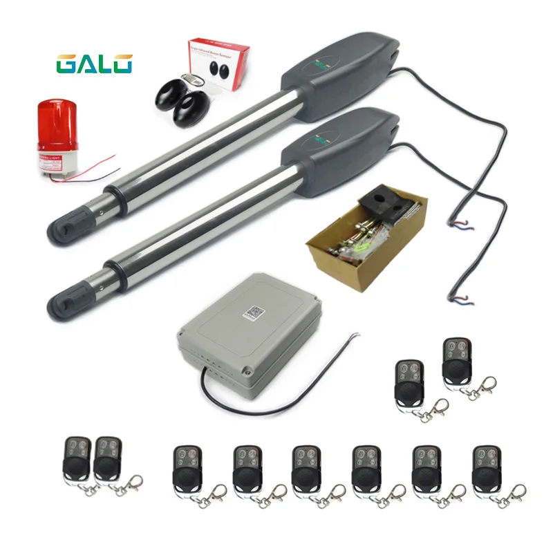 

GALO Automatic Gate Opener swing Dual Swing Gate Motor Kit Gate Motors with Infrared dual Beam Sensor and flash light 100m