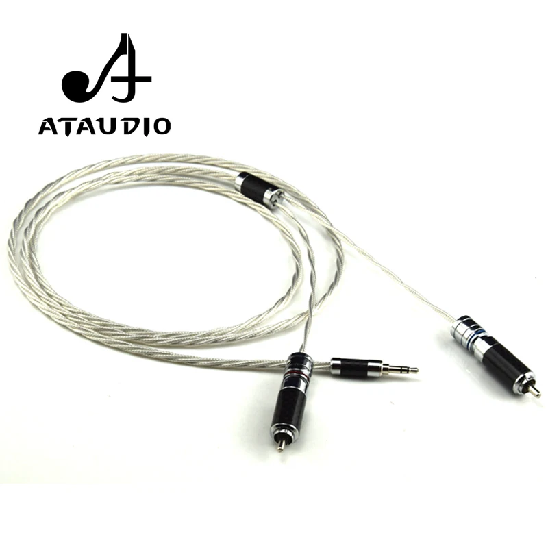 Кабель ATAUDIO Hi Fi с посеребренным разъемом 3 5 мм на 2RCA end Aux двойной RCA MP3/MP4