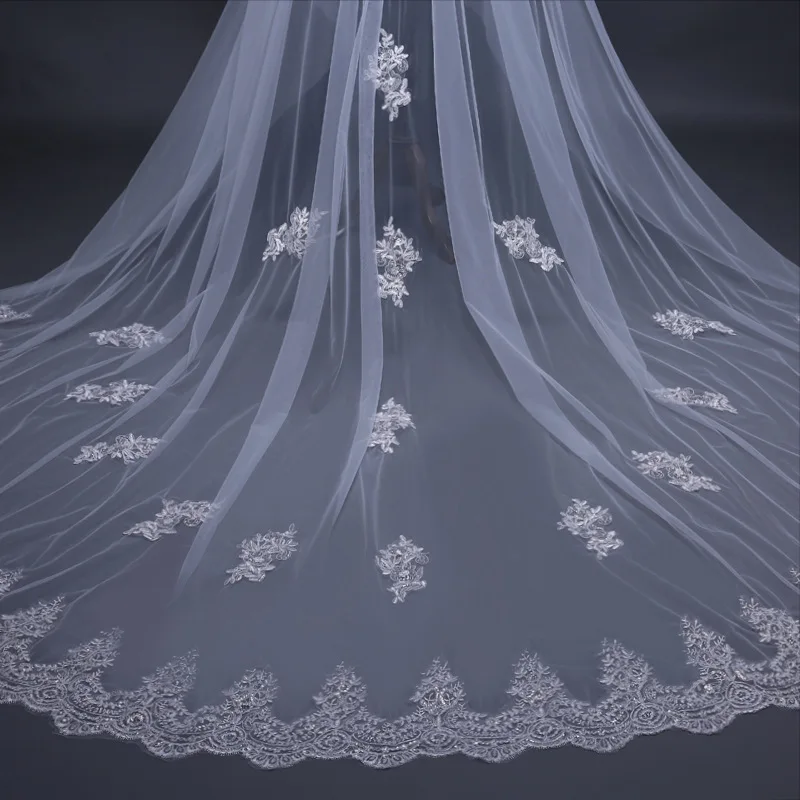 Модная белая кружевная вуаль для невесты 3 метра, сексуальные свадебные аксессуары,, большие размеры, свадебная вуаль, вуаль для свадьбы