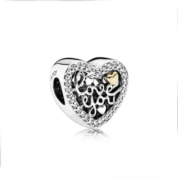 

Authentic 100% 925 Sterling Silver Love You Charm Beads Fit Original Bracelet Silver diy Jewelry