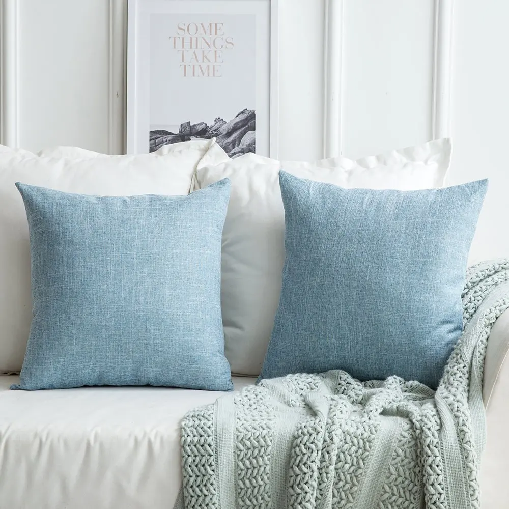 

Decorative Linen Burlap Pillow Cover Farmhouse Style Pillowcases Square Solid Throw Cushion Case for Sofa Car Couch