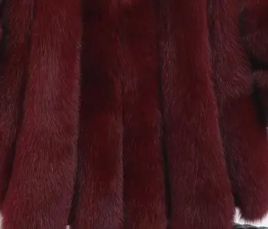 Новая мода шуба из искусственного лисьего меха женские зимние средней длины короткие Роскошные пальто из искусственного меха женская куртка с капюшоном Норковое Пальто пальто - Цвет: Бургундия
