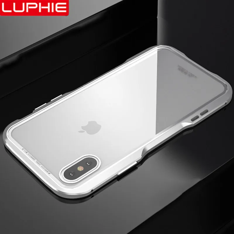 Магнитный чехол LUPHIE для iPhone X XS Max XR 8 7 Plus, Магнитный чехол s, прозрачная стеклянная задняя крышка, чехол для iPhone 7 8 Plus X, металлический бампер