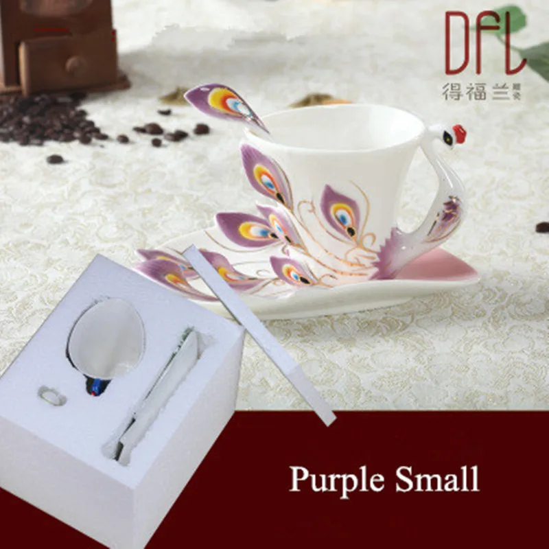 11 3D Ручная роспись Керамическая кофейная чашка Павлин кружка из костяного фарфора чай с молоком Набор Европейский подарок на день Святого Валентина креативная посуда для напитков - Цвет: 11