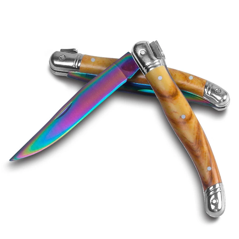 Stainless Steel Folding Knife Colorful Titanium Household Knife Fruit Knife Outdoor Tool Knife Gift Knife Kitchen Tool (1)