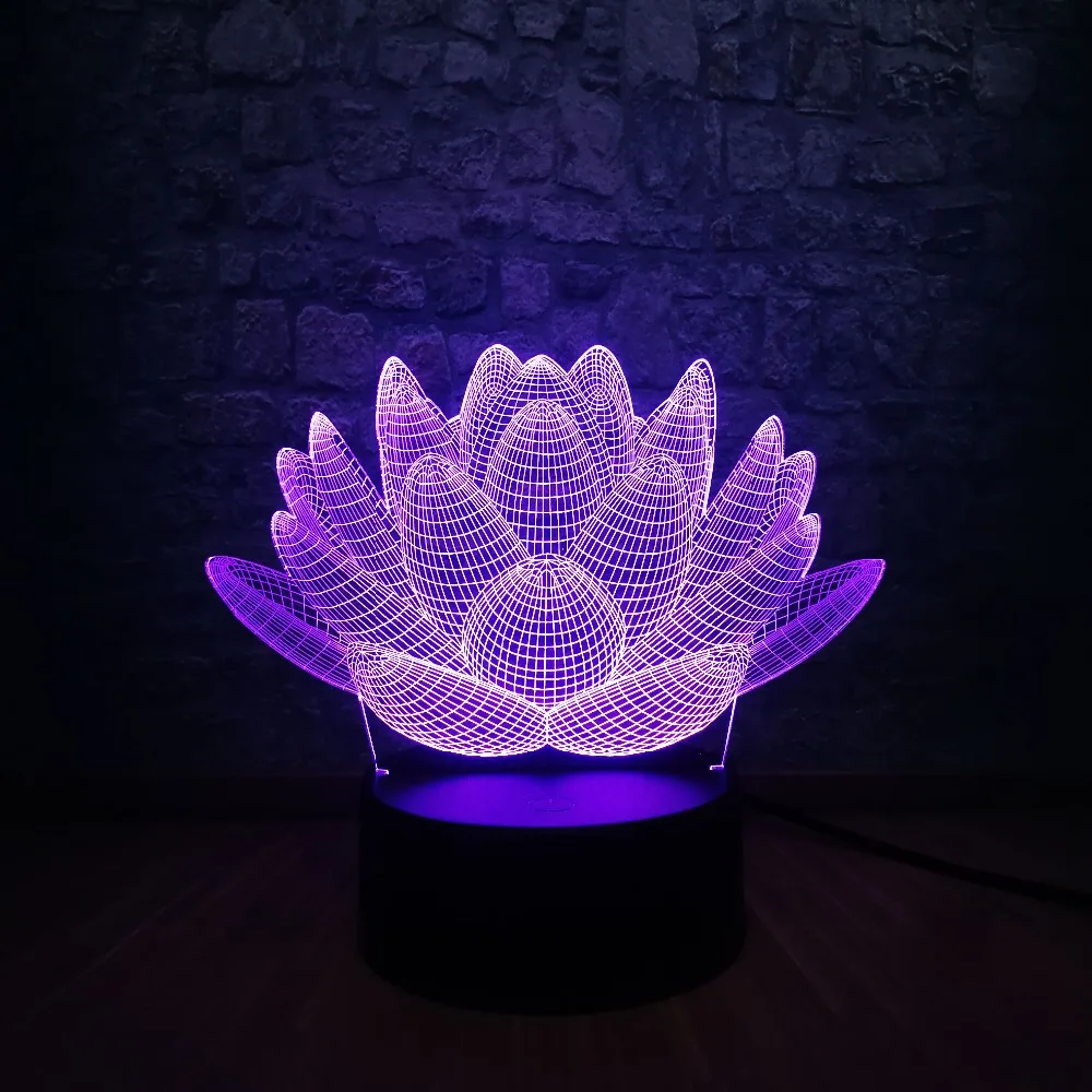 Цветок лотоса 3d Led Usb лампа модная атмосфера украшения дома многоцветный Изменение Ночник декор Ce сухой аккумулятор