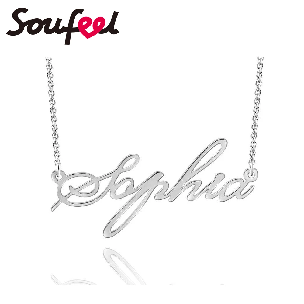 

SOUFEEL Silver Necklace Private Custom Letter Necklace Memory Gifts Women's Pendant Necklace American Fashion Jewelry