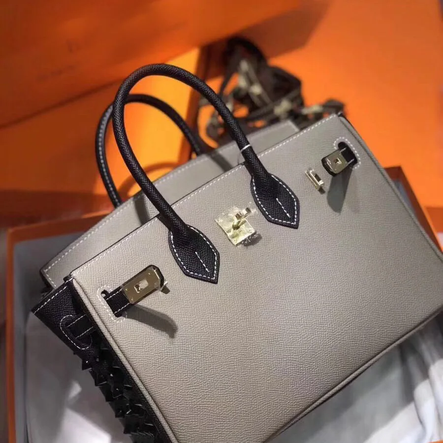 

2019 New Platinum Package Leather Lady Handbag With Rivet Explosive Contrast Color High Quality Shoulder Bag Large Capacity Sac