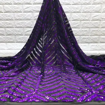 

2019 Newest Arrival Beautiful French Sequins Lace Fabric Net Fashionable Bright African Lace Fabric For Party Dress JYN182