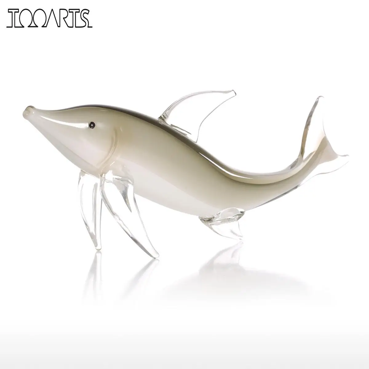 

Tooarts Grey Fish Figurine Gift Animal Statuettes Ornament Home Decoration Accessories Handblown Glass Modern Home Decor