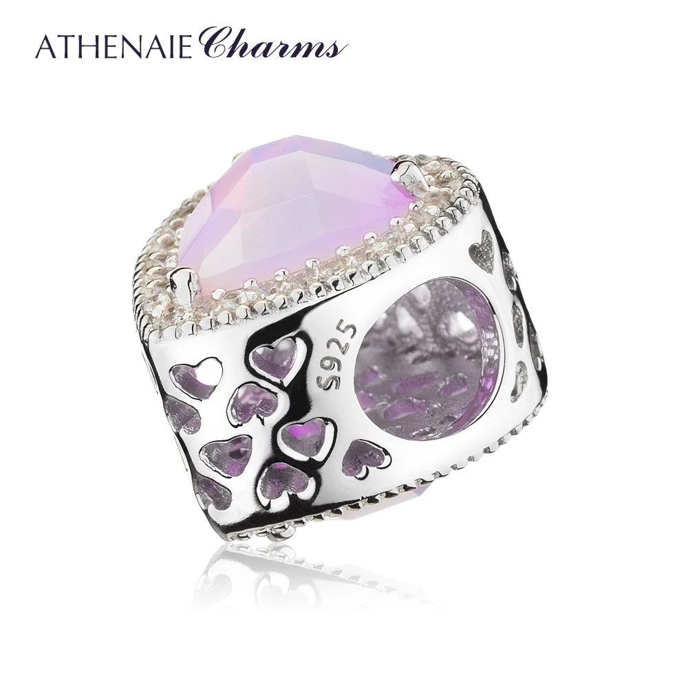 ATHENAIE argento 925 pavimenta Crystal & CZ Radiant Hearts Bead Charm 
