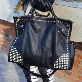 

Handbag Women Soft Shopping Shiny Rhinestone Rivet Large Capacity Shoulder Messenger Bag