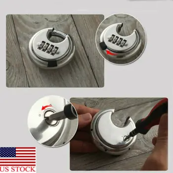 

US Disc Padlock Hardened Stainless Steel Combination Security Round Lock