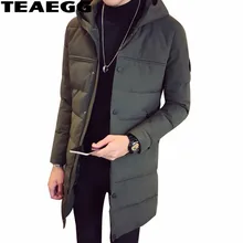 TEAEGG черная парка средней длины, пальто, мужские парки, Hombre Invierno, зимняя куртка с капюшоном, Мужская одежда, мужские куртки, парки AL567