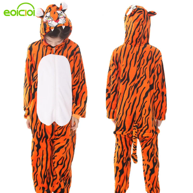 

kigurumi NEW Children Boys Girls Pajamas Set Winter Kids Sweet Sleepwear Hooded Cartoon Tiger Pegasus Panda Pijamas Onesies