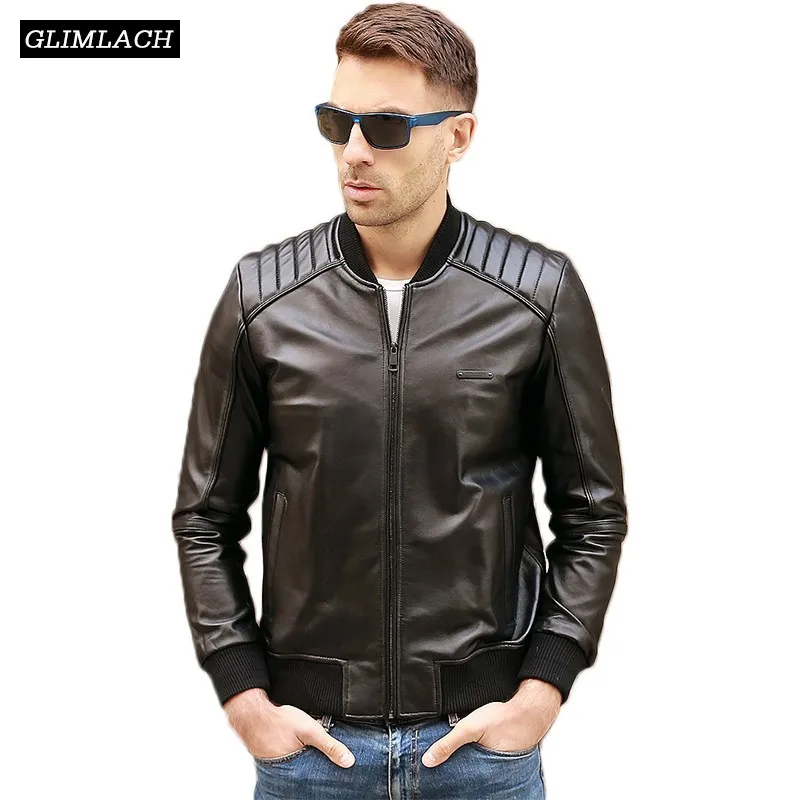 Black Sheepskin Genuine Leather Bomber Jacket Men 2019 New Real Leather Flight Jacket Long Sleeve Slim Lambskin Motorcycle Coats Black Sheepskin Genuine Leather Bomber Jacket Men 2019 New Real Leather Flight Jacket Long Sleeve Slim Lambskin Motorcycle Coats