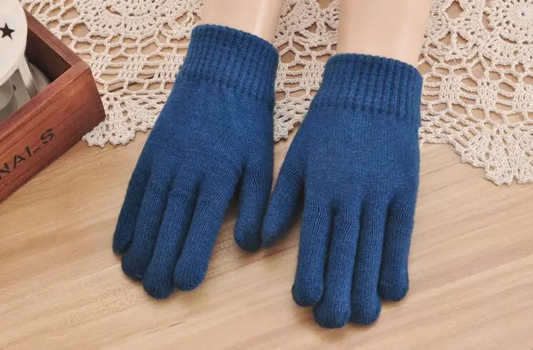 Осенне-зимние женские вязаные одноцветные перчатки, женские утолщенные теплые кашемировые перчатки, шерстяные вязаные перчатки, перчатки для вождения R131