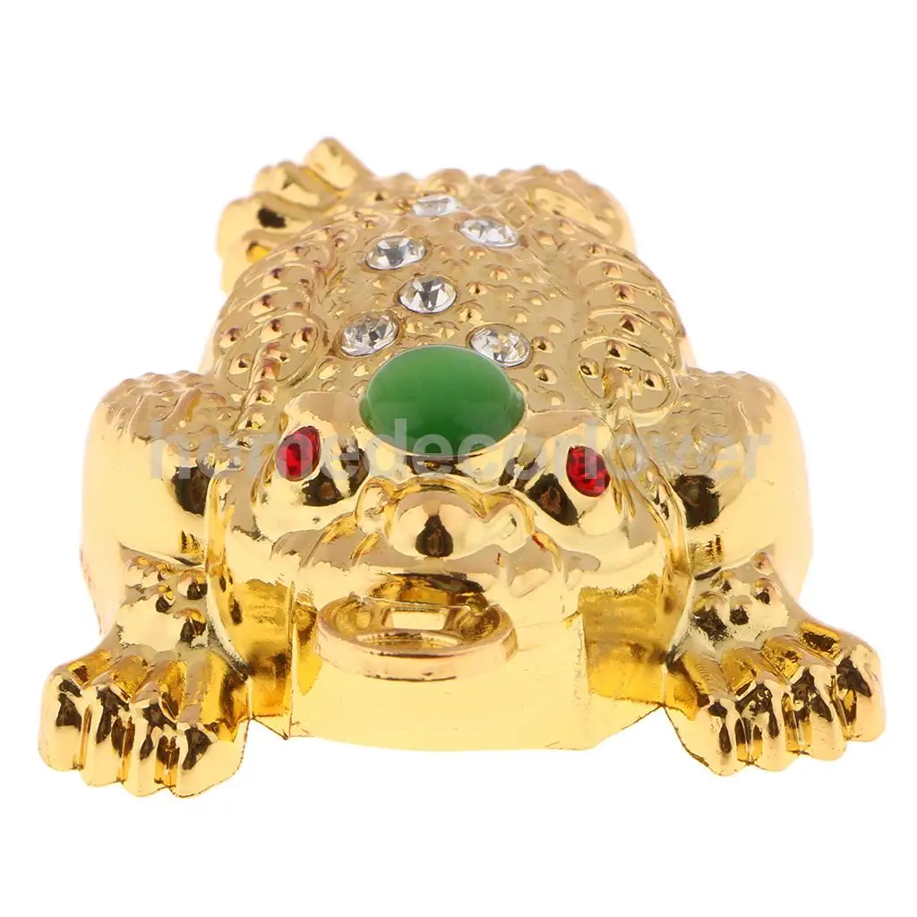 Classic Golden Resin Feng Shui Toad Statue Figurine Coin Money Wealth Ornaments For Home Office Shop M