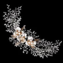 Pearl Hair Comb Floral Bridal Headband Women Pearl Jewelry Crystal Hairband Hair Ornaments Bride Tiara Wedding Accessories