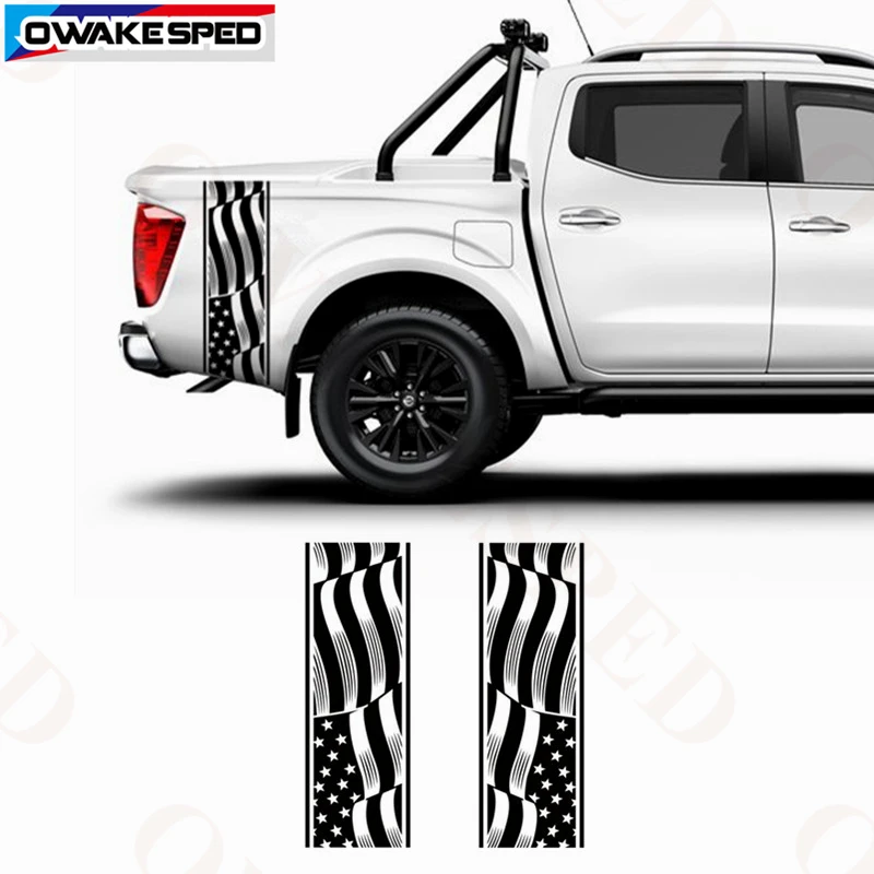 

1 set Pickup Trunk Decor Stickers Car Rear Tail Box Side Vinyl Decals For Nissan NAVARA Racing Sport Flag Graphics