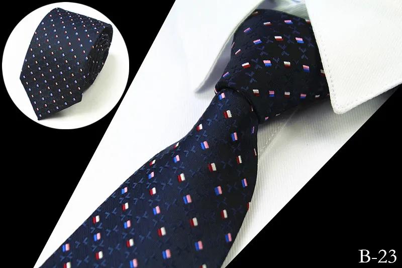 Ricnais модный мужской галстук шелк жаккард Тканые Галстуки для мужчин 7 см Полосатые Галстуки мужской галстук для шеи Свадебная деловая вечеринка - Цвет: B23