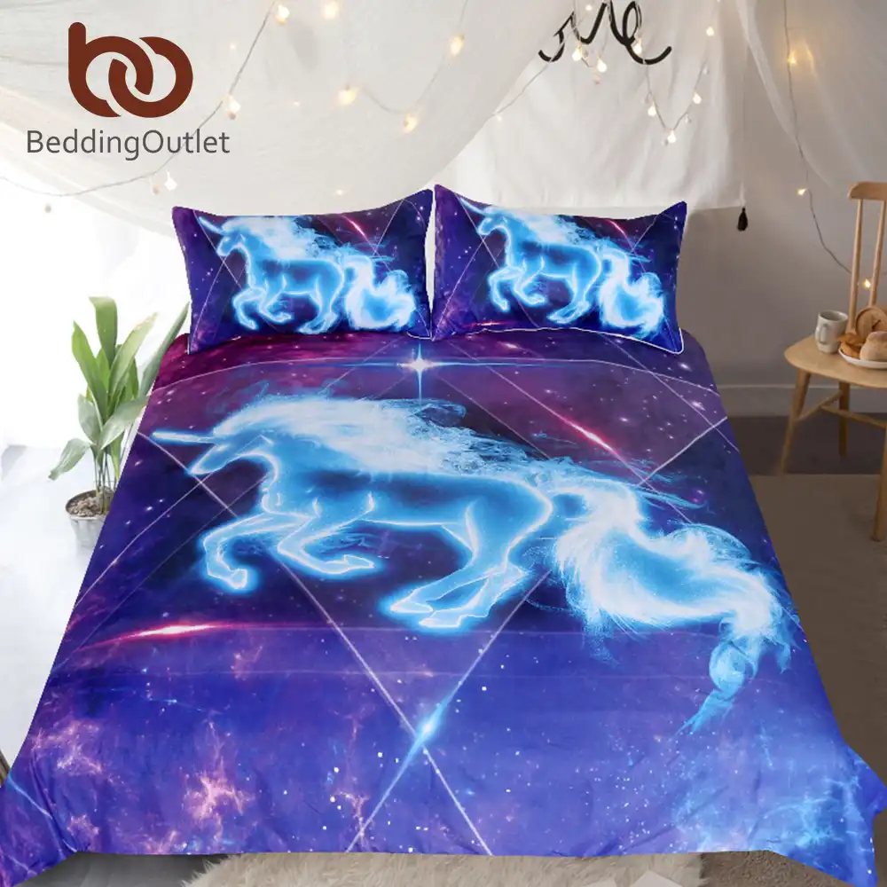 blue unicorn bedding