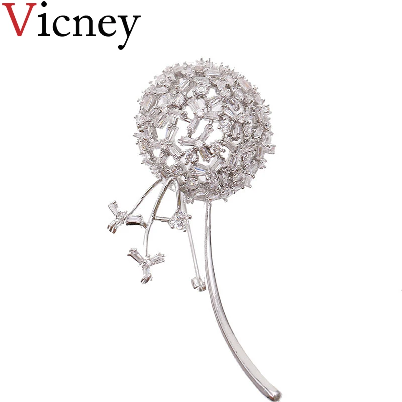 

Vicney Exquisite elegant Dandelion Brooches AAA Zircon crystal fashion Brooches Pin Jewelry for Women Girls Clothing Accessories