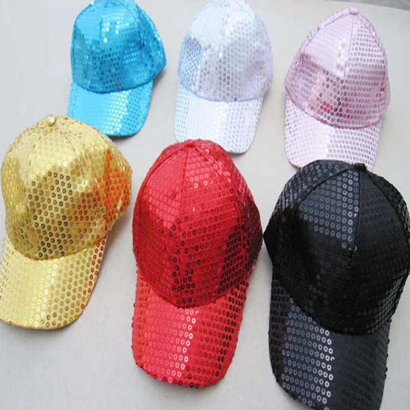 

2018 Adjustable Sequins Children Adult Women Baseball Ball Cap Hat Party Hats Dance Show Wedding Daily Wear Christmas New Year
