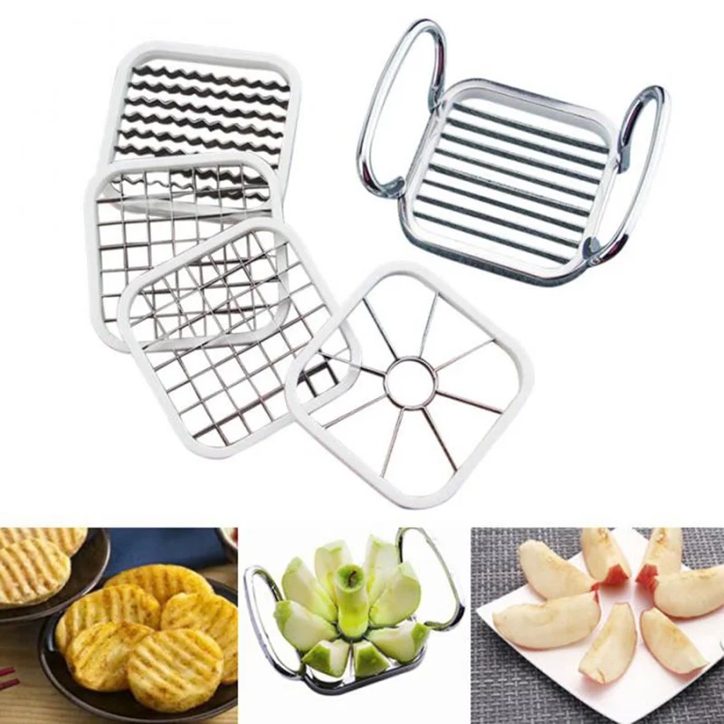 

5 In 1 Stainless Steel Vegetable Fruit Cutter Shredders Potato Chips Apple Pear French Fries Cutter Kitchen Gadgets Accessories