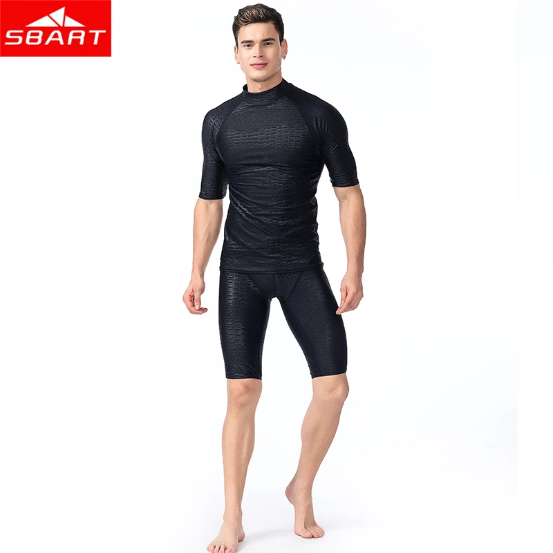 SBART Men Short Sleeved Rashguard Shirt Surf Pants Rash Guards UV ...