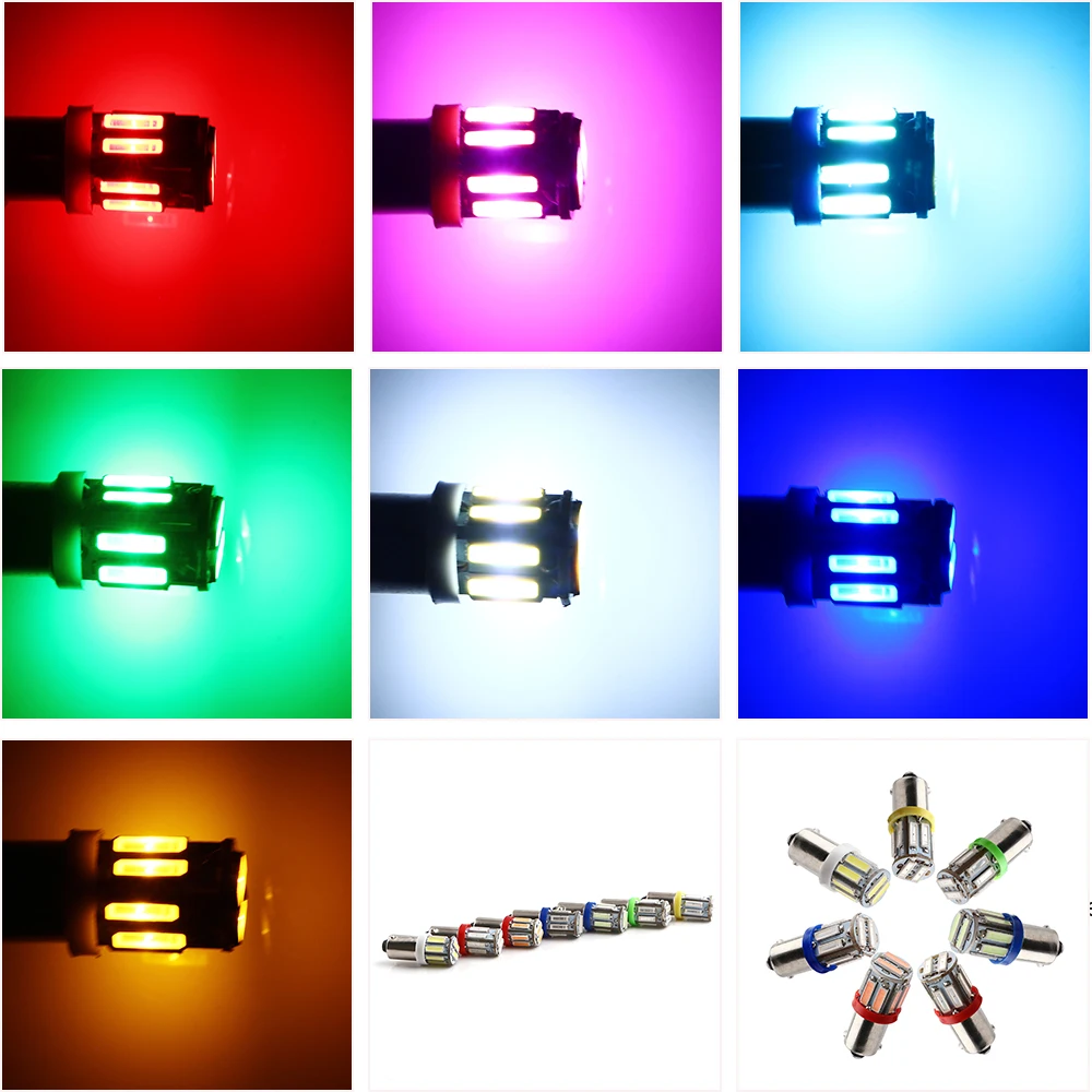 YM E Bright BA9S Led 12 В DC T4W T11 7014 10 SMD лампа заднего хода Автомобильные светодиодные лампы
