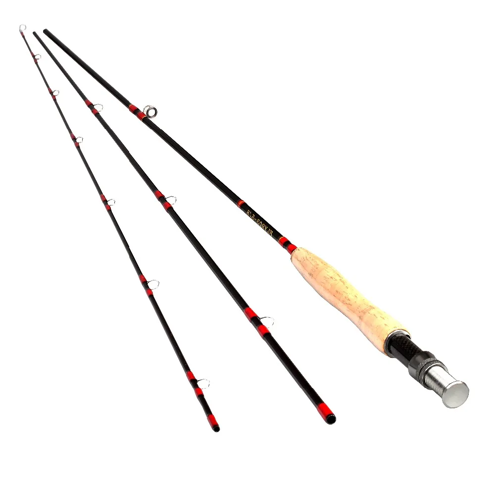 

9FT 3 Pieces Carbon Fly Fishing Rod Pole #5/6 2.7Meters Length Light Feel Medium-Fast Action