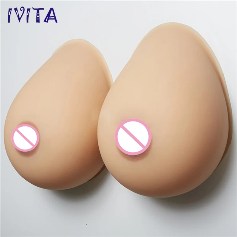 IVITA 3600g Suntan Huge Breast Forms Enhancer Artificial Silicone False Boobs For Crossdress Cosplay Costume