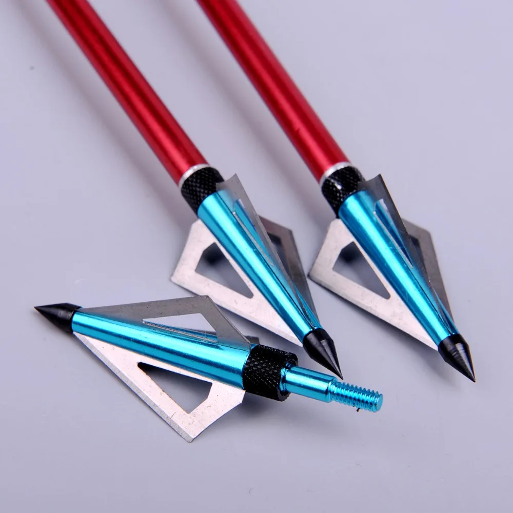 3PCS Crossbow or Archery Arrow 125Grain Breadhead with 3 Fixed Blades