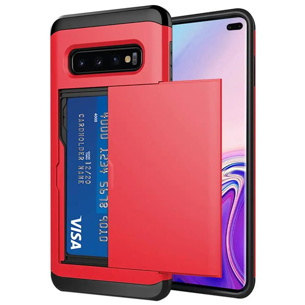 Red Для samsung Galaxy S10 Plus S9 S8 S7 S6 Edge S5 S10E S10 5G чехол горка Броня кошелек слоты для карт держатель чехол для samsung Note 9 8 - Цвет: Red
