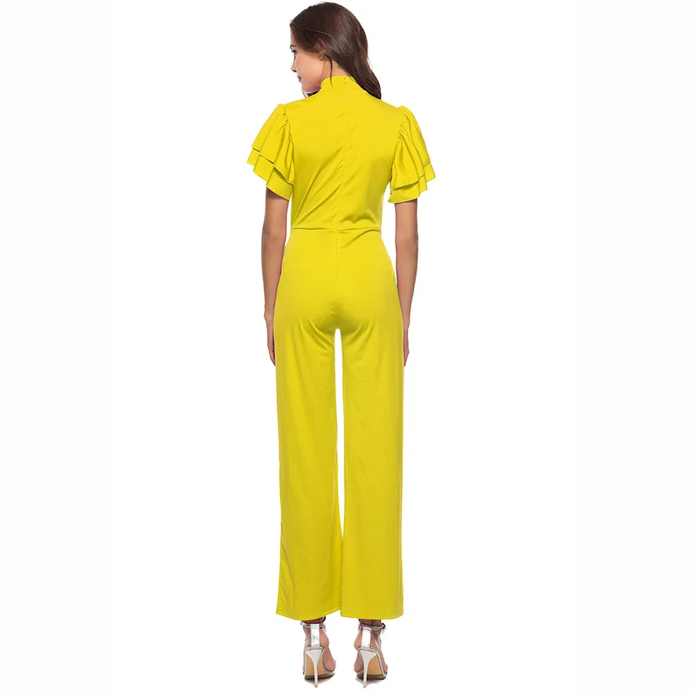 Creatorzwz женские комбинезон короткий рукав с оборками поясом Playsuit Повседневное длинные комбинезон