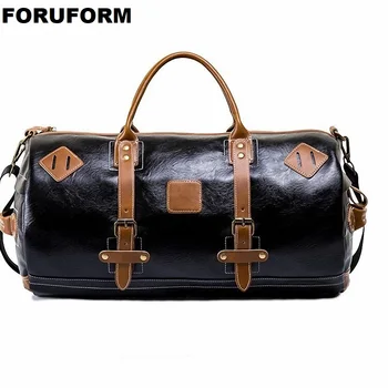 

2019 Korean Style Men Travel Duffle Bags Waterproof Leather Handbags Shoulder Bag For Women Large Capacity Weekend Bag LI-2391