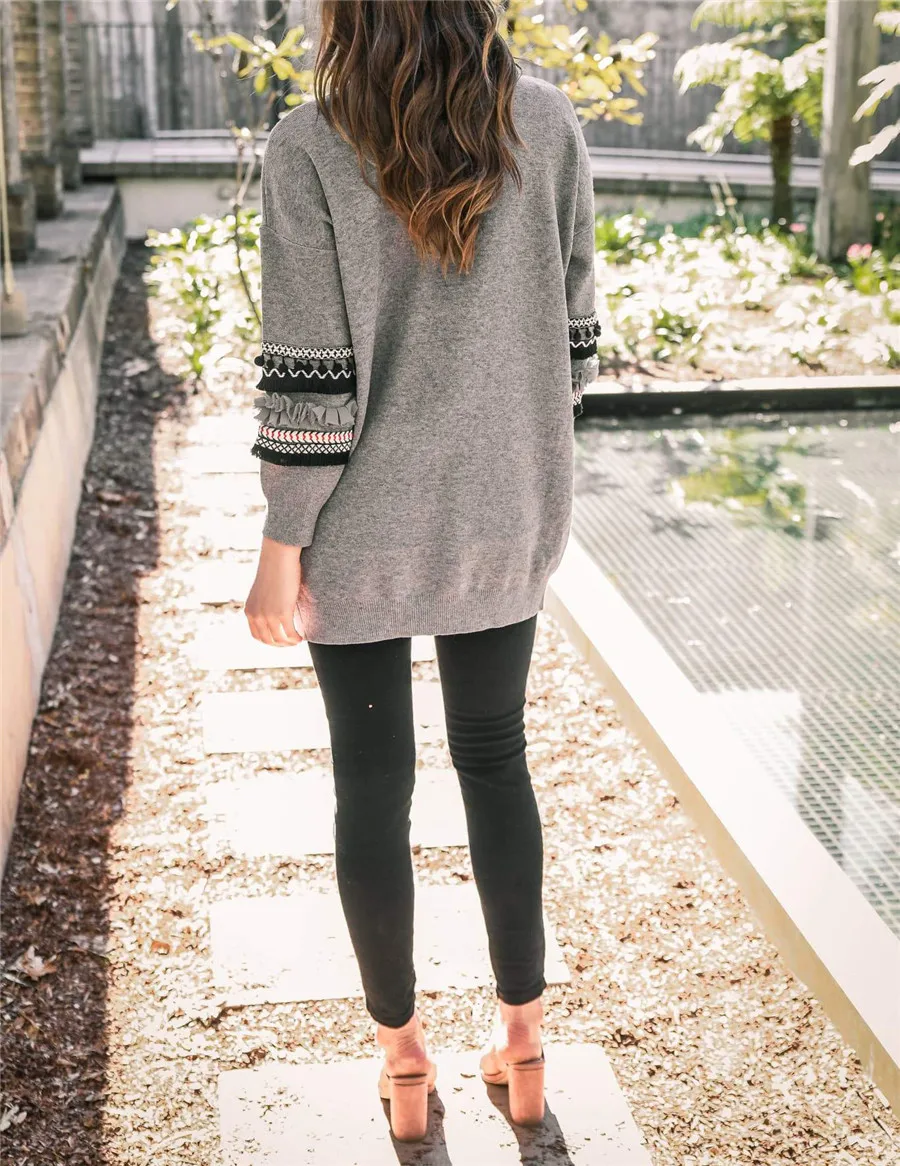 Gladiolus Fashion 2018 Autumn Winter Sweater Women Long Sleeve Double Pocket Patchwork Long Knitted Cardigan Women Sweater Coats (38)