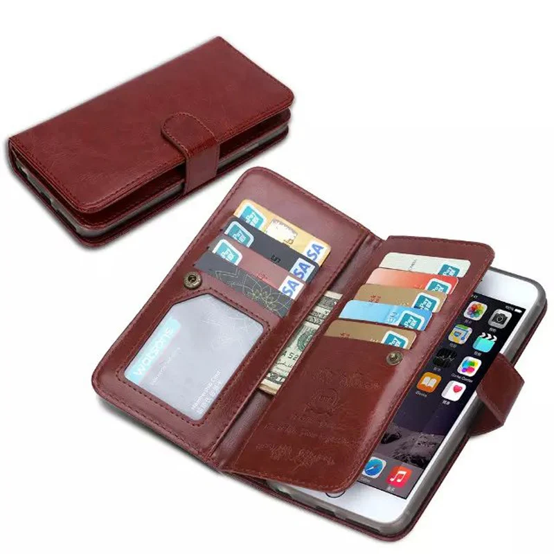 Чехлы Coque для iPhone 6s 4 7 дюймов Роскошный кожаный чехол бизнес Crazy Horse 9 Слот карт