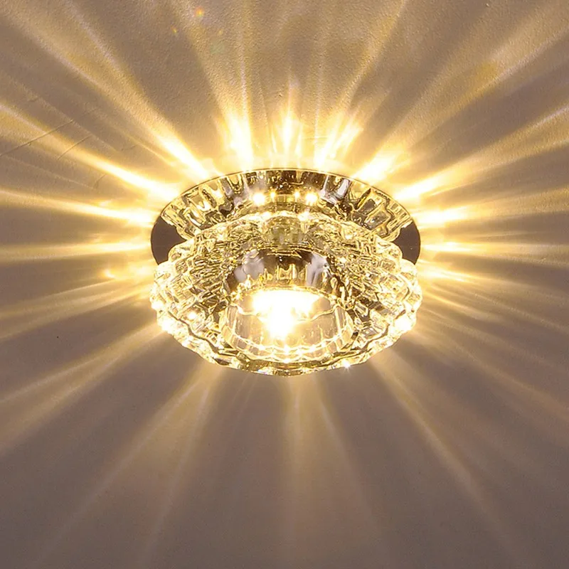 

3W Corridor Mirror Ceiling Lamp Aisle Veranda Lighting Down Crystal Mordern Surface Mounted LED Ceiling Lights For Living Room