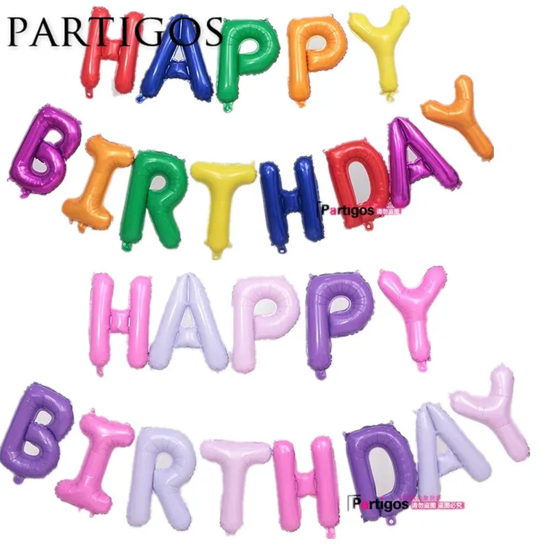 

17pcs 17inch Slim Mix Color Happy Birthday Letter Foil Balloons Birthday Party Decorations Air Inflatable Globos Alphabet Supply