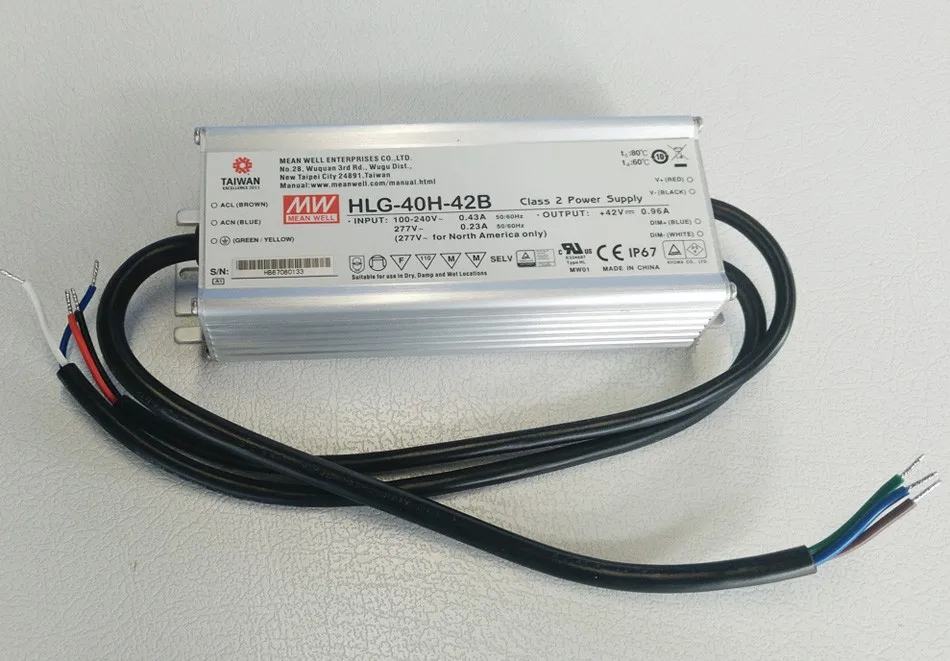 

Original MEAN WELL 40W Single Output IP67 Constant Current /Voltage LED Driver Switching Power Supply With PFC HLG-40H