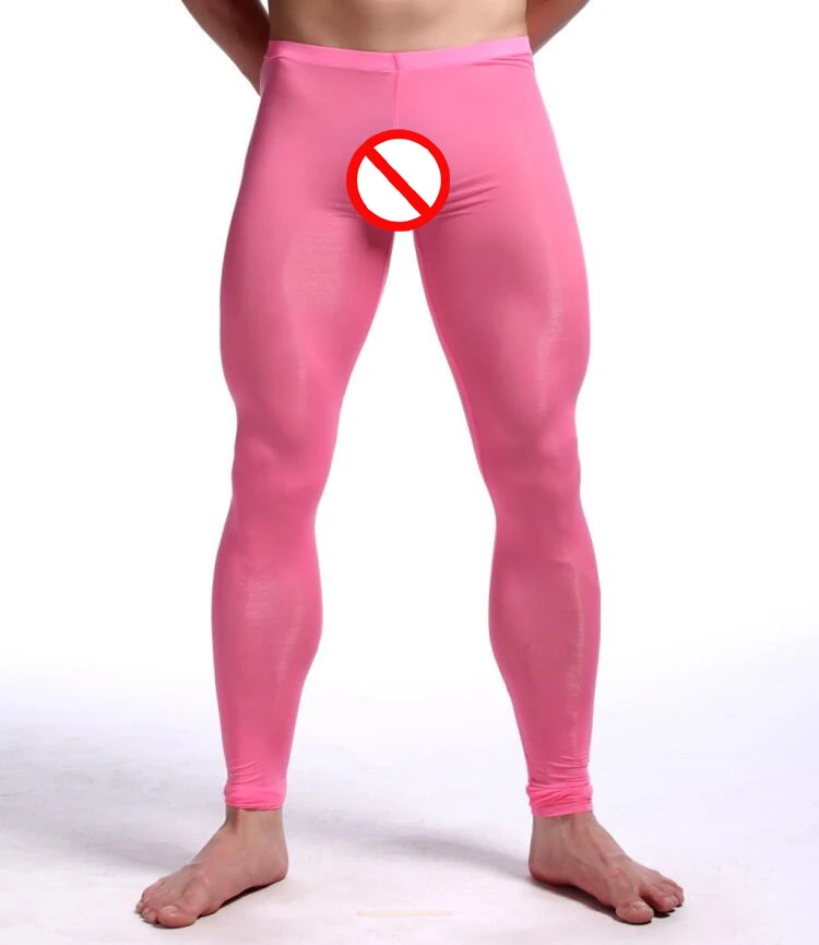 2022 New Man Sexy Nylon Transparent Long Johns/Lce Silk Pouch Sheer Leggings Bottoms/Gay Spandex Lounge Tights merino wool long underwear