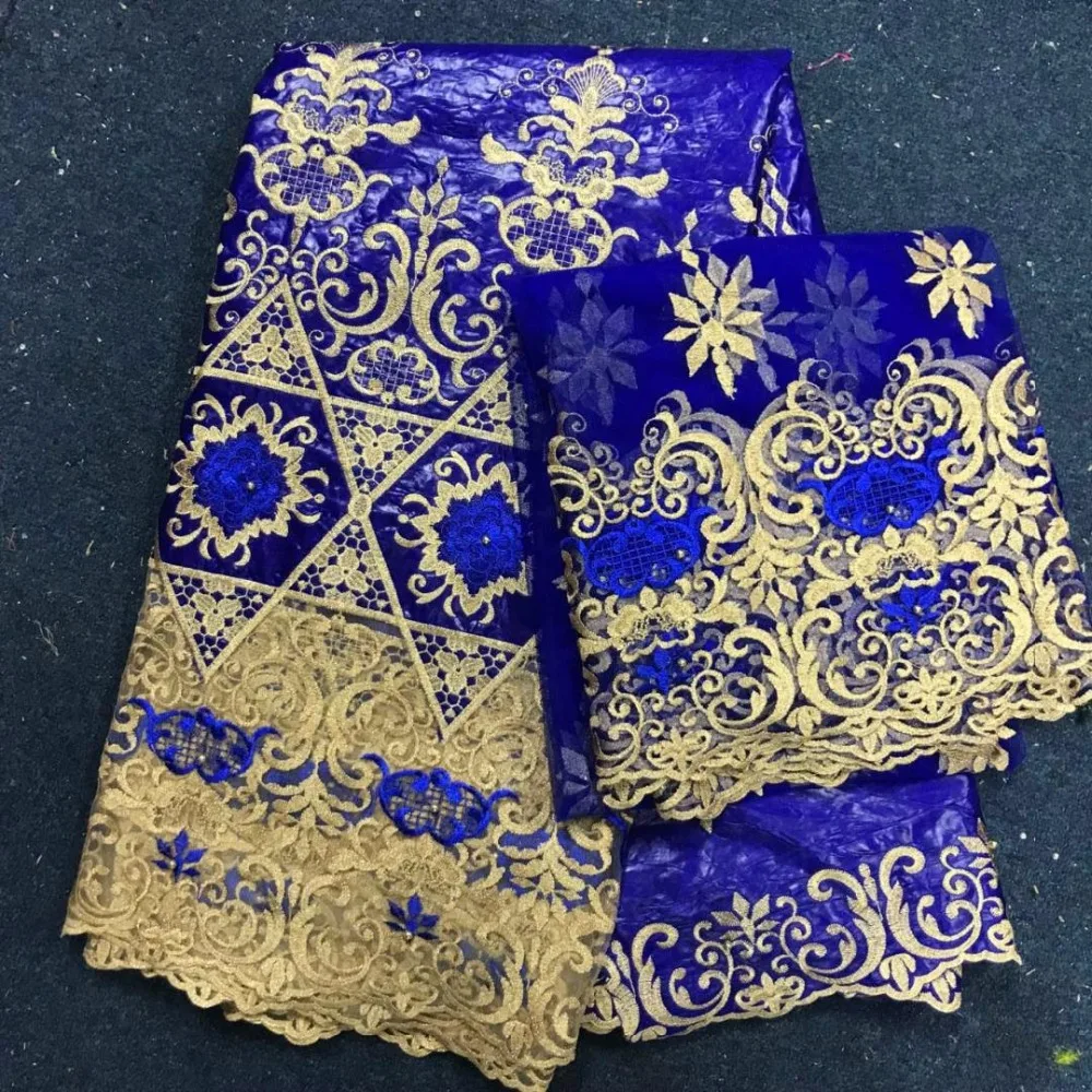 

High Quality Dubai Styles Bazin Fabric With French Lace Set Guinea Brocade Bazin Lace French Lace Set For Dressing 30