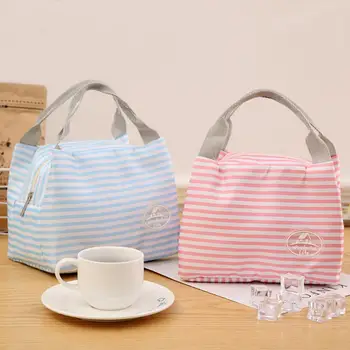 

Lunch Bag For Women Kids Portable Bento Box Thermal Insulated Striped Dot Cherry Print Commuter School Picnic Food Bag