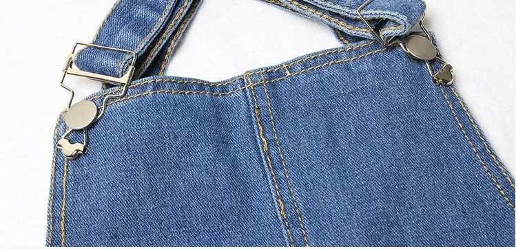Для женщин комбинезон и комбинезоны джинсовые Карманы Свободные Повседневное сплошной длинный комбинезон широкие брюки джинсы Для женщин с ползунки YT5039