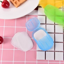 20pcs/pack Paper Soap Outdoor Travel Soap Scented Slice Sheets Paper Washing Hand Bath Clean Wash Care with Case Color Randomly