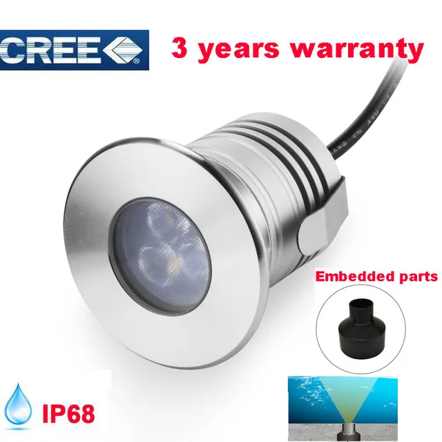 DHL 10 unids/lote 3 W 12 V IP68 luz RGB piscina natación fuente lámparas leds acuario piscina subacuática inoxidable empotrado acero