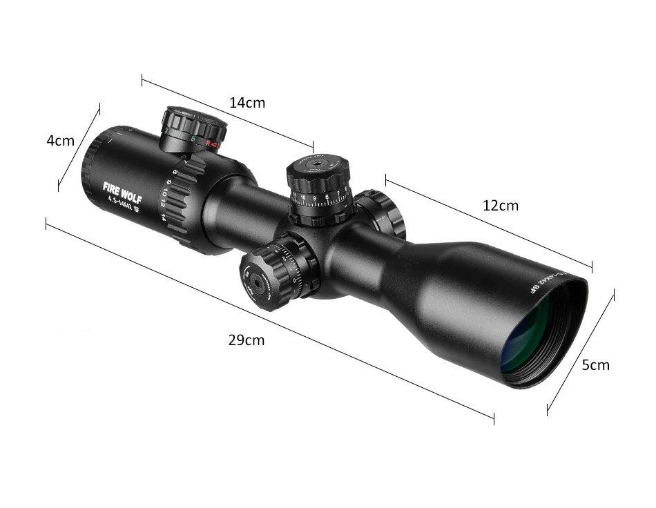 FIRE WOLF Mil-Dot Сетка Красная Зеленая Подсветка 4,5-14x42 SF тактический прицел Регулируемый объектив страйкбола